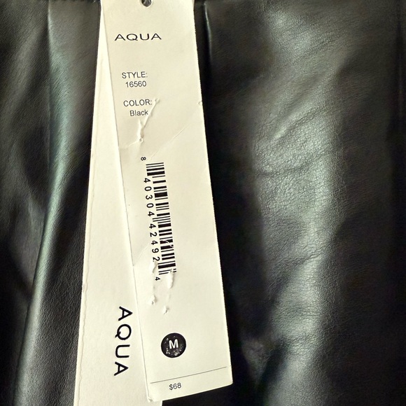 AQUA Faux Leather Pleated Mini Skirt in Black | Medium | NWT - Picture 7 of 7